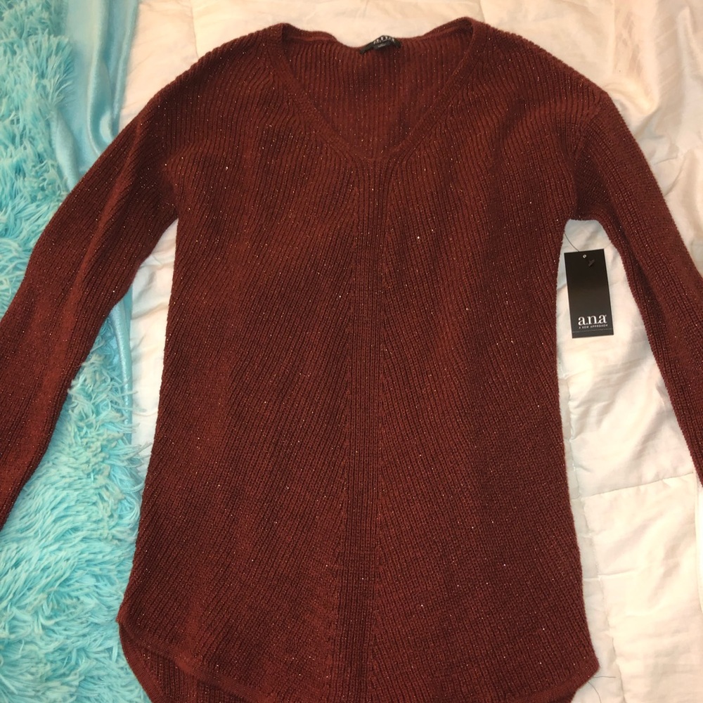 Long , red sweater